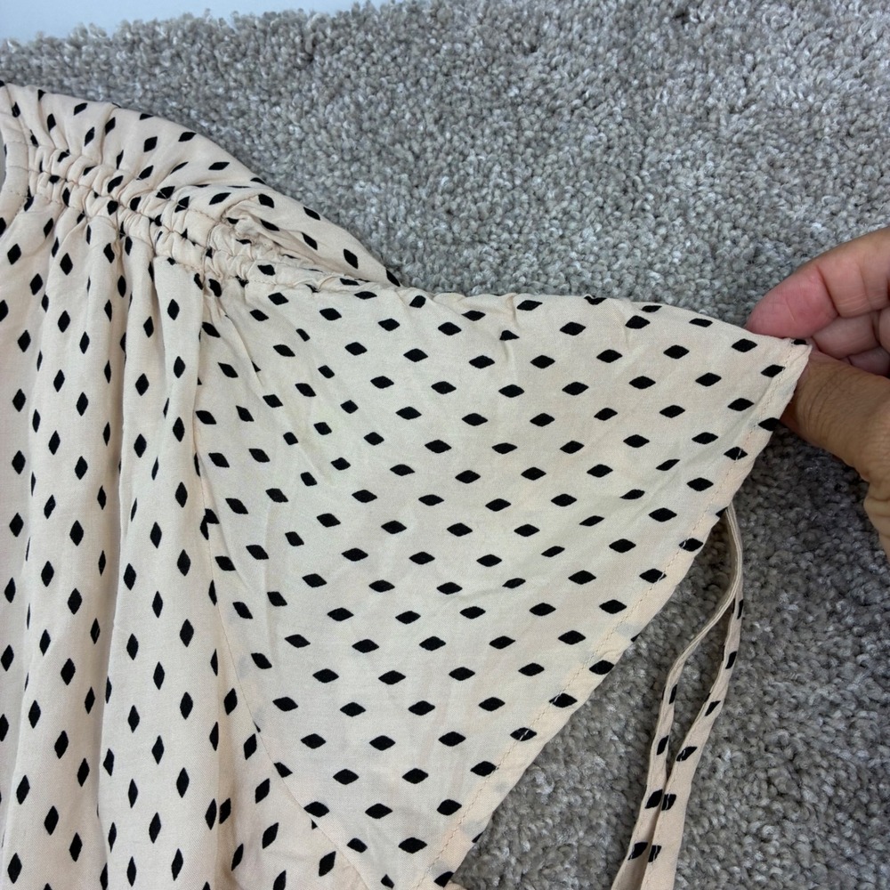 Lane Bryant Dress Womens Plus Cream Black Diamond Polka Dot Button Front V-Neck - Picture 6 of 10
